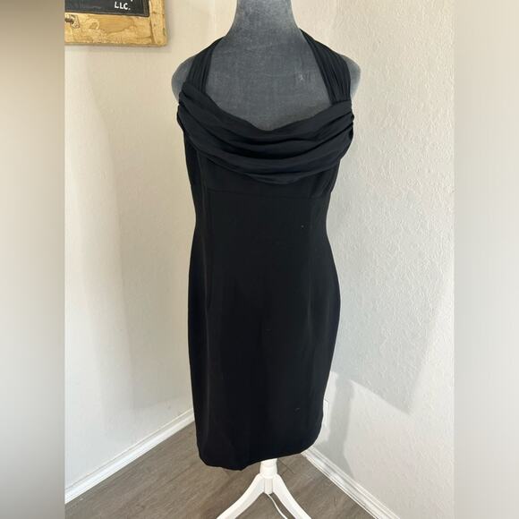 Maggy London Dresses & Skirts - Maggy London- Sz 12- Little black dress- halter tie bow- zipper- midi- cocktail